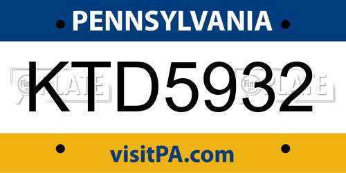 KTD5932 Pennsylvania License Plate