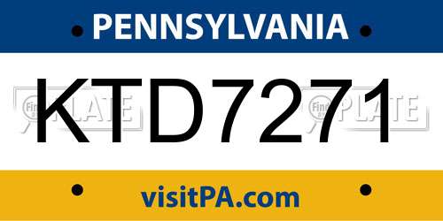 KTD7271 Pennsylvania License Plate