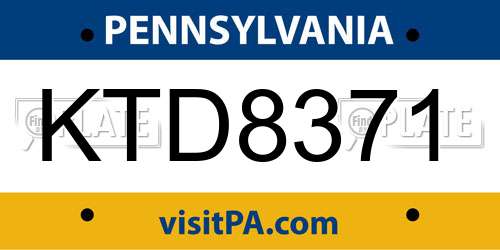 KTD8371 Pennsylvania License Plate