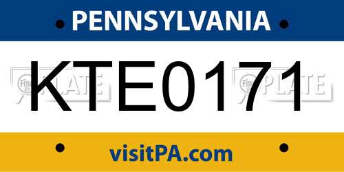 KTE0171 Pennsylvania License Plate