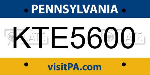 KTE5600 Pennsylvania License Plate