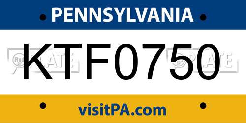 KTF0750 Pennsylvania License Plate