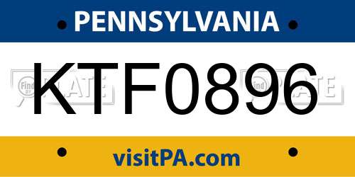 KTF0896 Pennsylvania License Plate