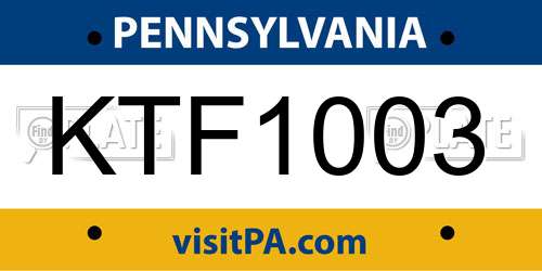 KTF1003 Pennsylvania License Plate