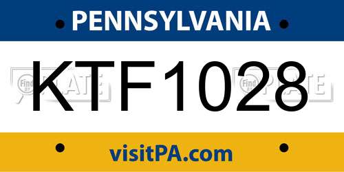KTF1028 Pennsylvania License Plate