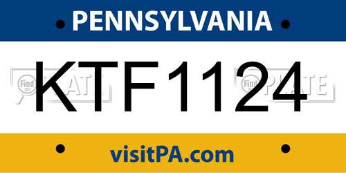 KTF1124 Pennsylvania License Plate