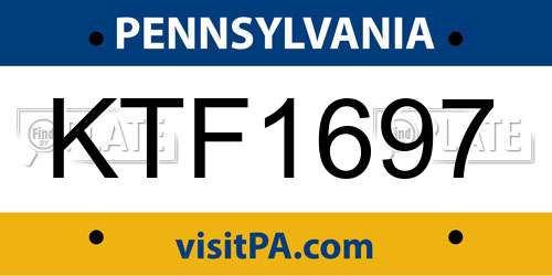 KTF1697 Pennsylvania License Plate