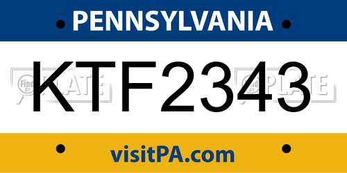 KTF2343 Pennsylvania License Plate