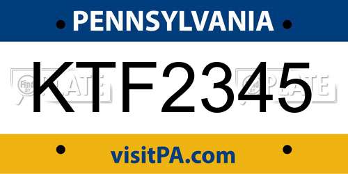 KTF2345 Pennsylvania License Plate