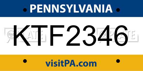 KTF2346 Pennsylvania License Plate