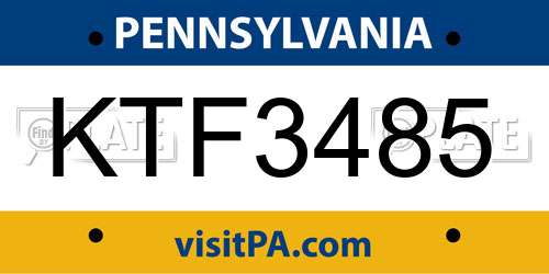 KTF3485 Pennsylvania License Plate
