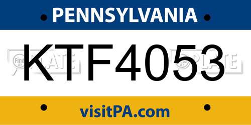 KTF4053 Pennsylvania License Plate