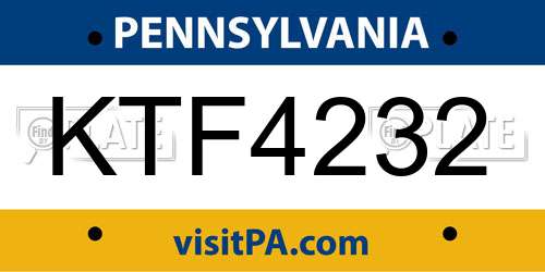 KTF4232 Pennsylvania License Plate