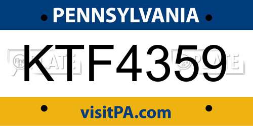 KTF4359 Pennsylvania License Plate
