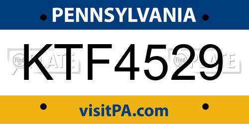 KTF4529 Pennsylvania License Plate