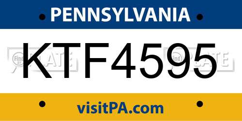 KTF4595 Pennsylvania License Plate