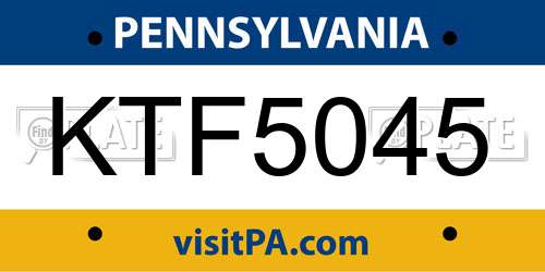 KTF5045 Pennsylvania License Plate