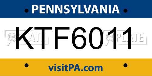 KTF6011 Pennsylvania License Plate