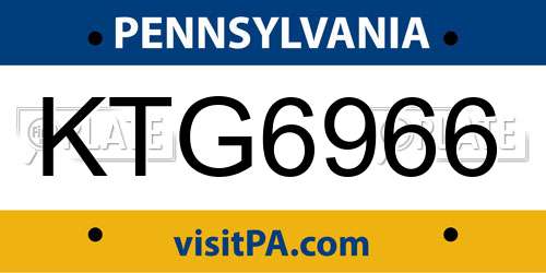 KTG6966 Pennsylvania License Plate