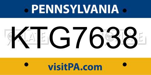 KTG7638 Pennsylvania License Plate