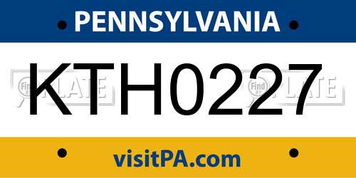 KTH0227 Pennsylvania License Plate