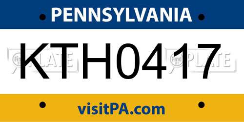 KTH0417 Pennsylvania License Plate
