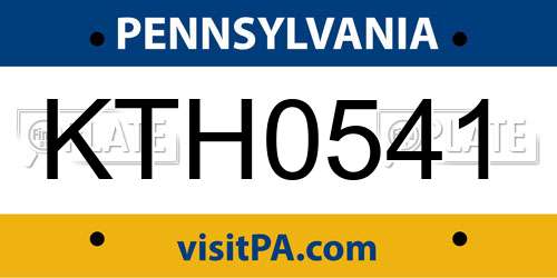 KTH0541 Pennsylvania License Plate