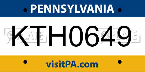 KTH0649 Pennsylvania License Plate