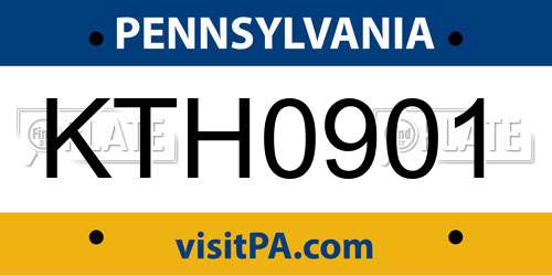 KTH0901 Pennsylvania License Plate