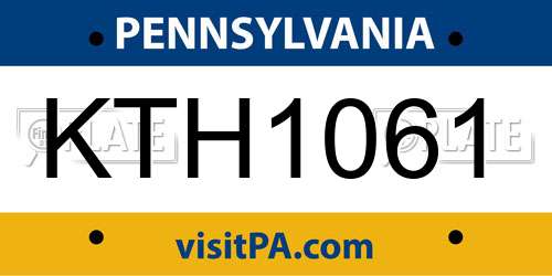 KTH1061 Pennsylvania License Plate
