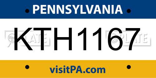 KTH1167 Pennsylvania License Plate