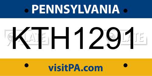 KTH1291 Pennsylvania License Plate