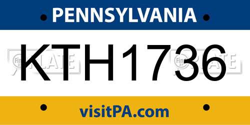 KTH1736 Pennsylvania License Plate