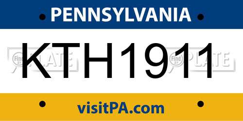 KTH1911 Pennsylvania License Plate