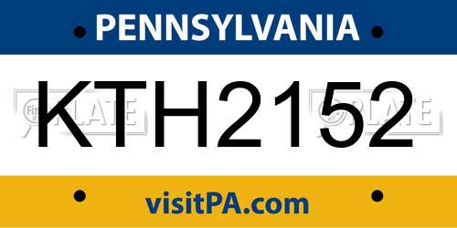 KTH2152 Pennsylvania License Plate