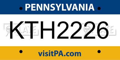 KTH2226 Pennsylvania License Plate