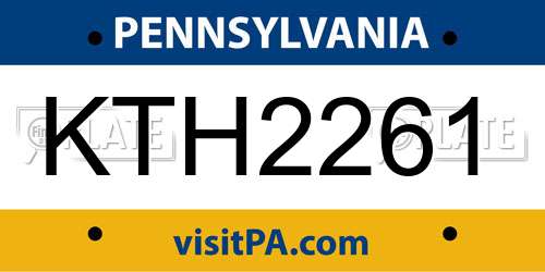 KTH2261 Pennsylvania License Plate