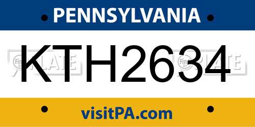 KTH2634 Pennsylvania License Plate