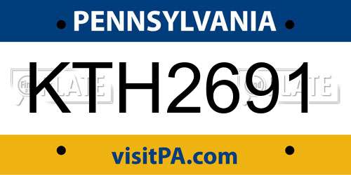 KTH2691 Pennsylvania License Plate