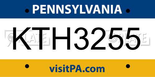 KTH3255 Pennsylvania License Plate