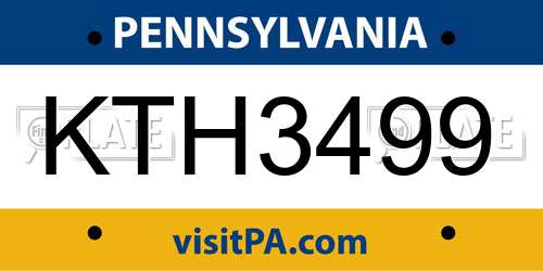 KTH3499 Pennsylvania License Plate