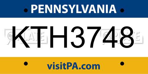 KTH3748 Pennsylvania License Plate