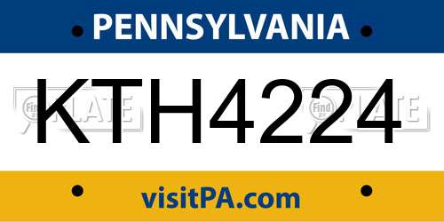 KTH4224 Pennsylvania License Plate
