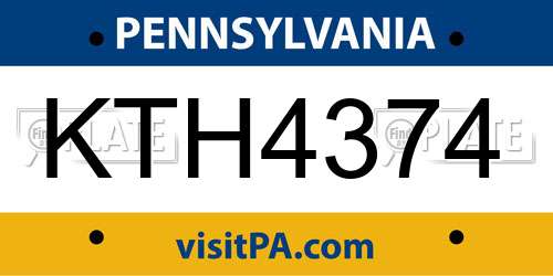 KTH4374 Pennsylvania License Plate