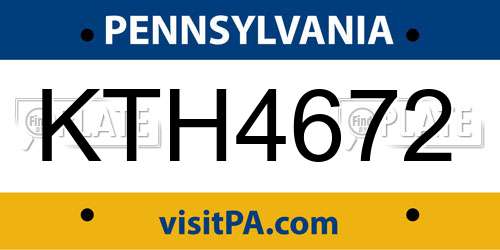 KTH4672 Pennsylvania License Plate