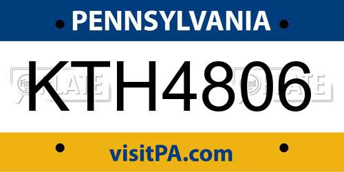 KTH4806 Pennsylvania License Plate