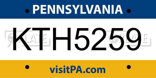 KTH5259 Pennsylvania License Plate