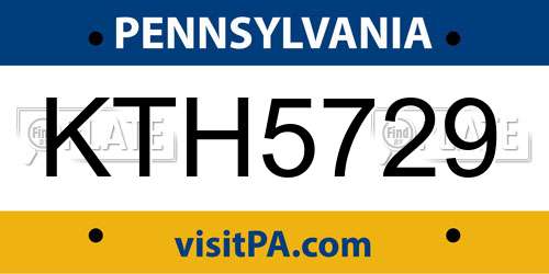 KTH5729 Pennsylvania License Plate