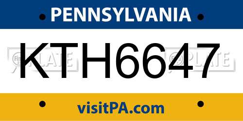KTH6647 Pennsylvania License Plate