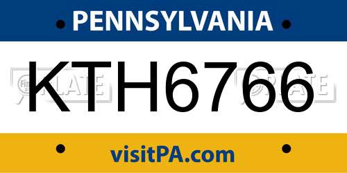KTH6766 Pennsylvania License Plate